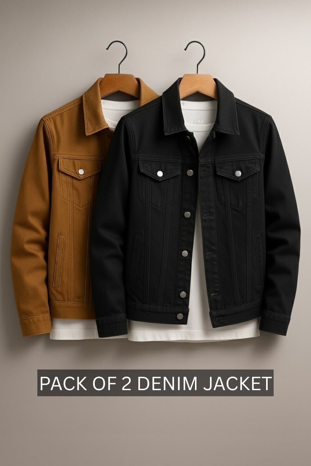 Pack of 2 Denim jacket Black / Mustard