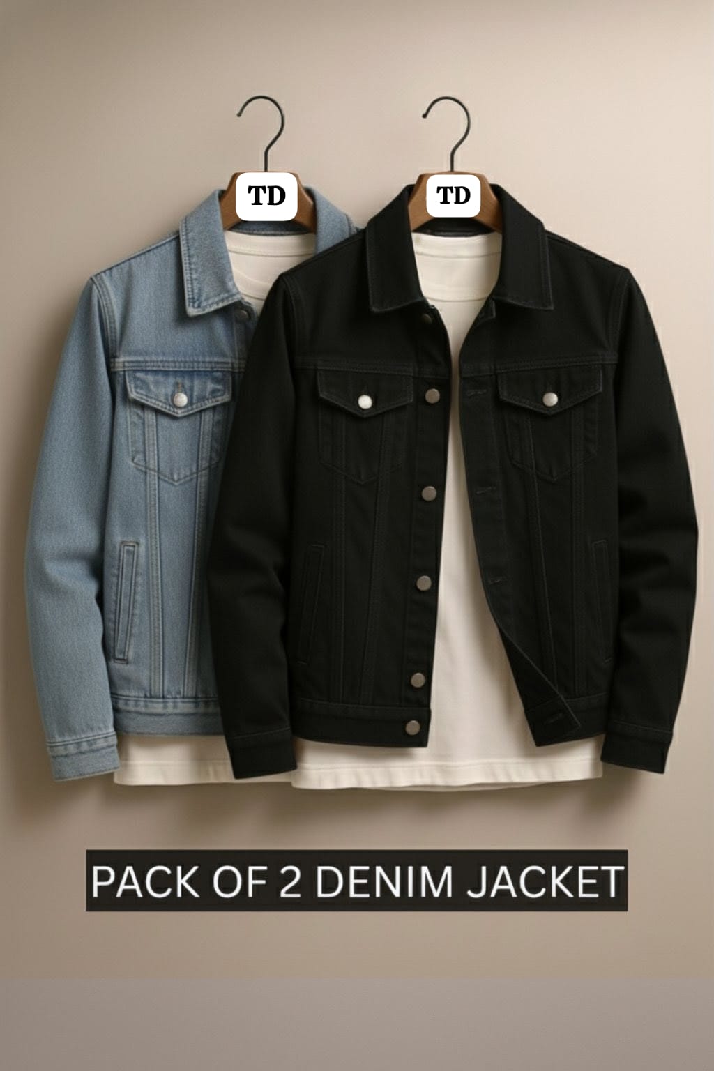 Pack of 2 Denim jacket Ice Blue /Black