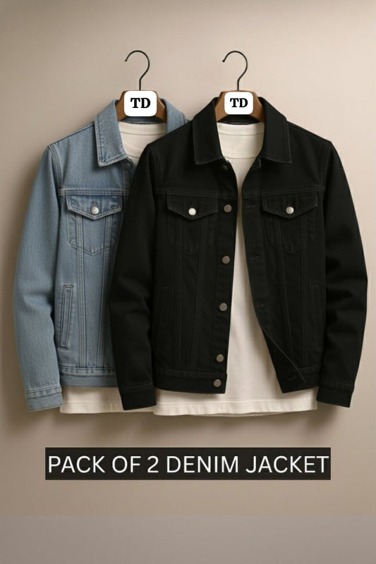 Pack of 2 Denim jacket Ice Blue /Black