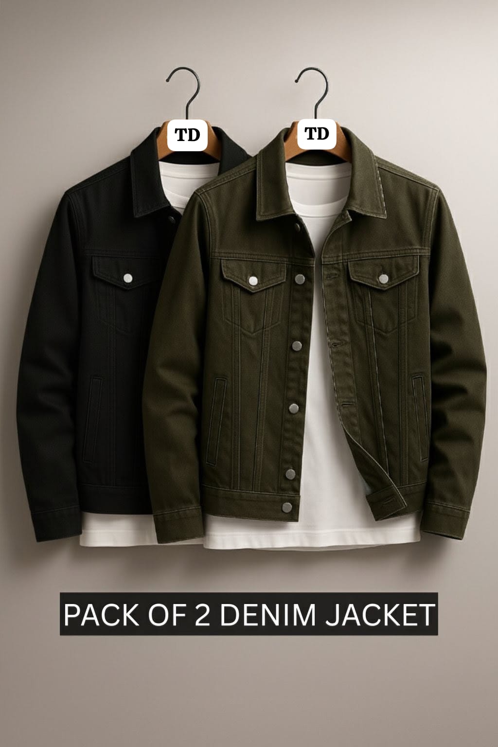 Pack of 2 Denim jacket Olive Green / Black